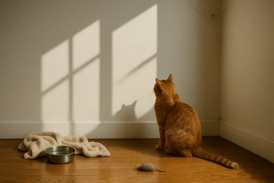 Кішка дивиться на стіну