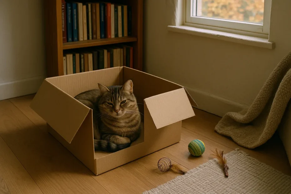 Кішка в картонній коробці