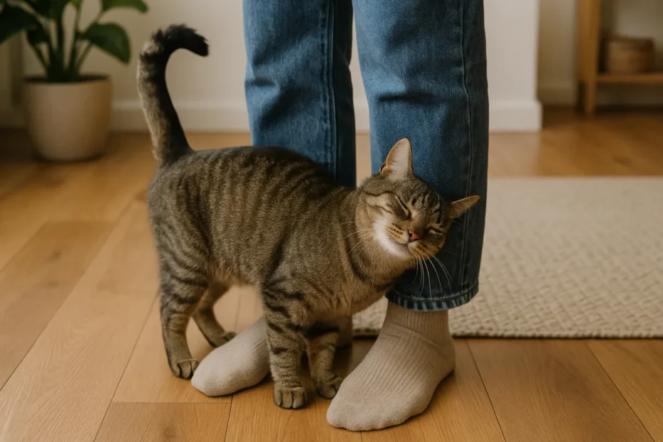 Кіт, що трется об ноги господаря